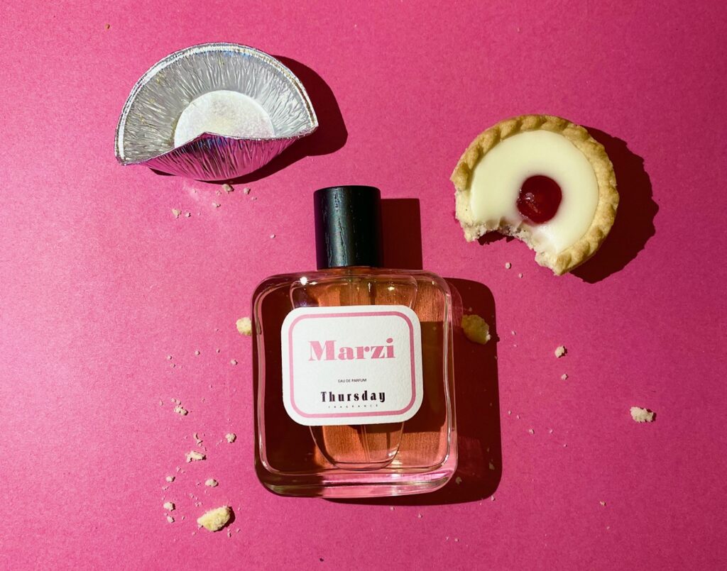 Marzi fragrance with a bakewell tart